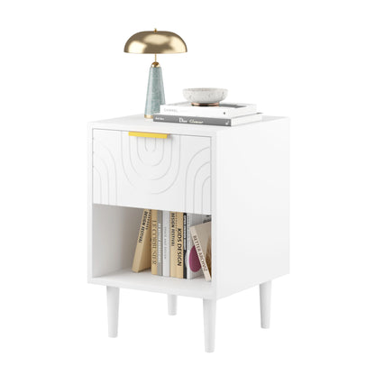 Nightstand With 1 Drawer And Open Shelf - White - The Sleep Loft - Online Mattress Showroom NYC