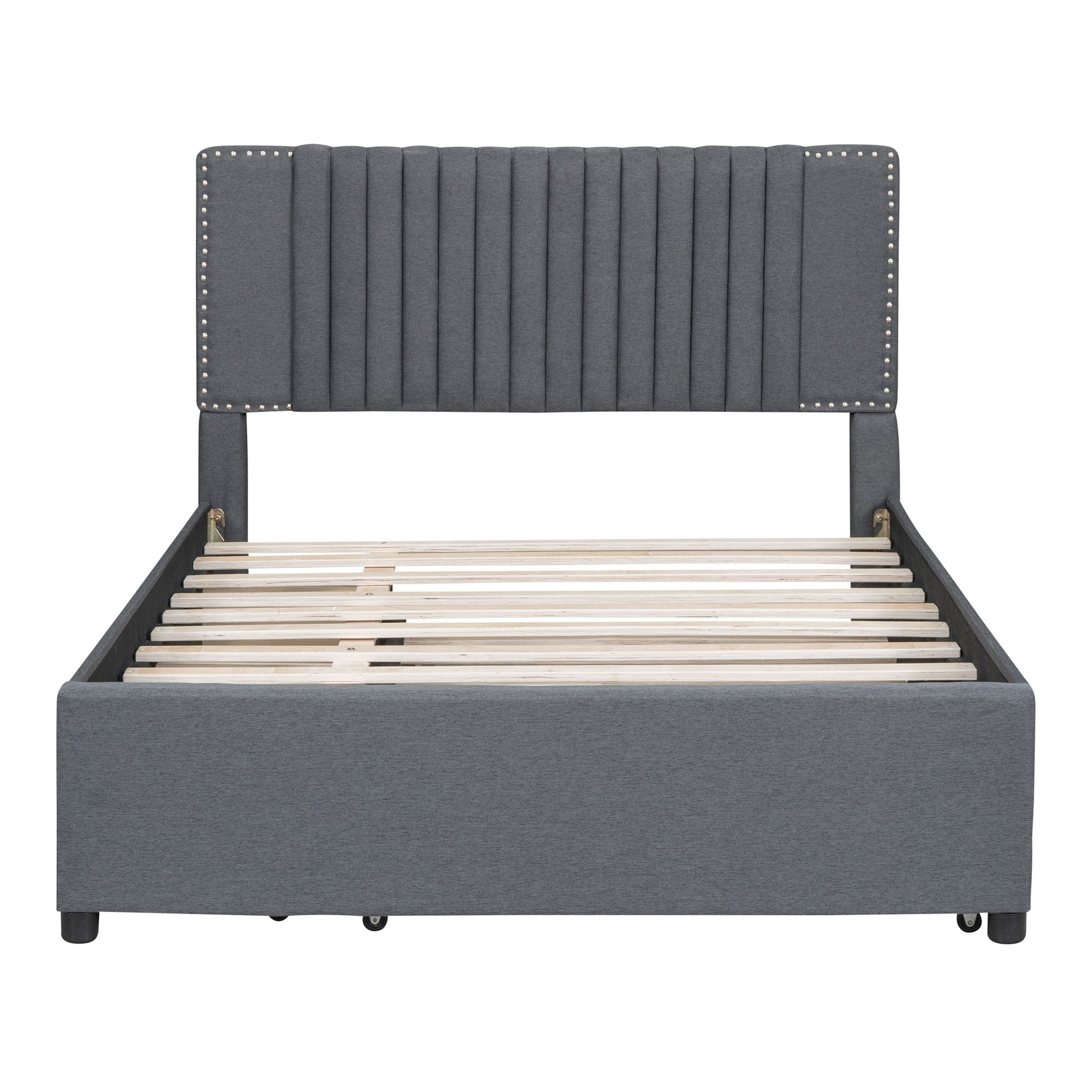 Upholstered Platform Bed With Drawers, Classic Headboard Design - The Sleep Loft - Online Mattress Showroom NYC