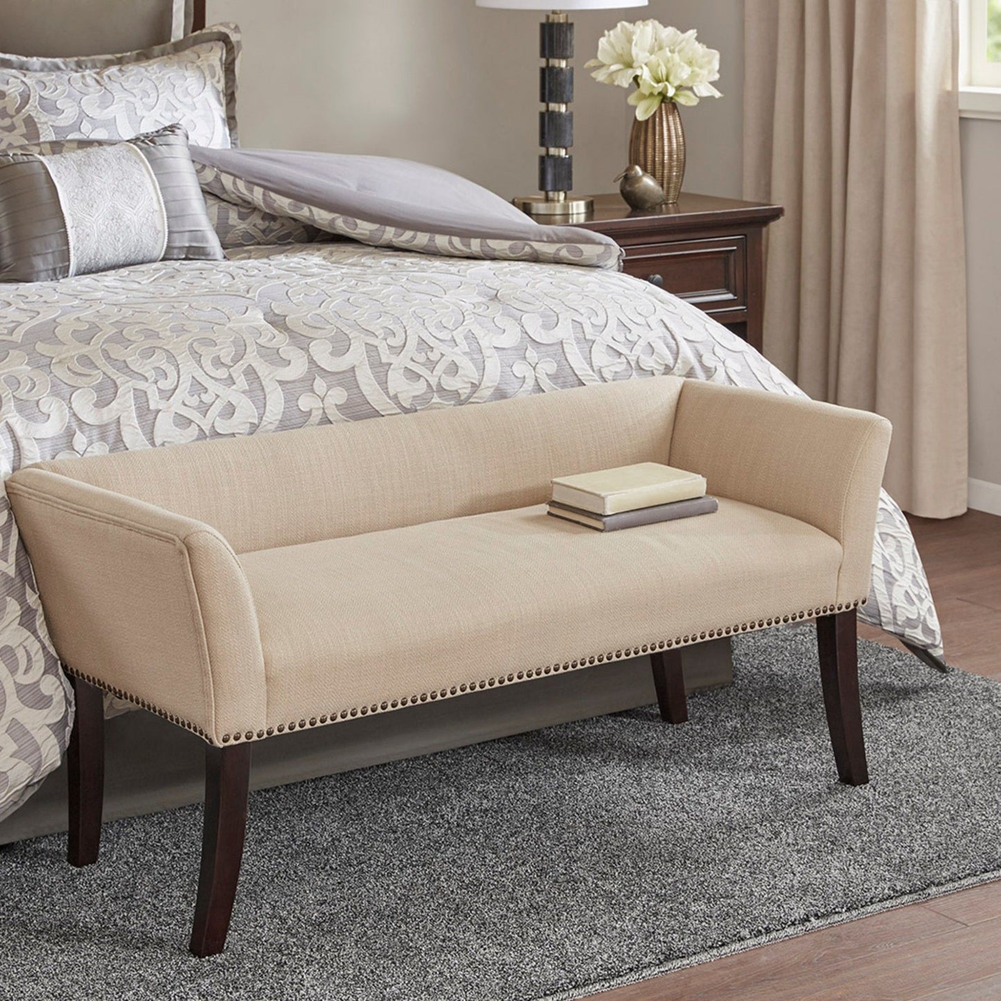 Elegant Design Bench Upholstery, Solid Wood Frame - The Sleep Loft - Online Mattress Showroom NYC