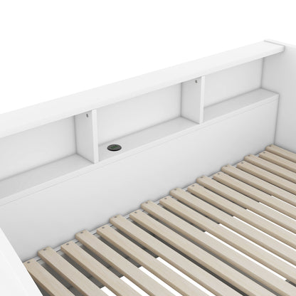 Daybed Frame With Storage Bookcases, 2 Drawers, Charging Station - The Sleep Loft - Online Mattress Showroom NYC