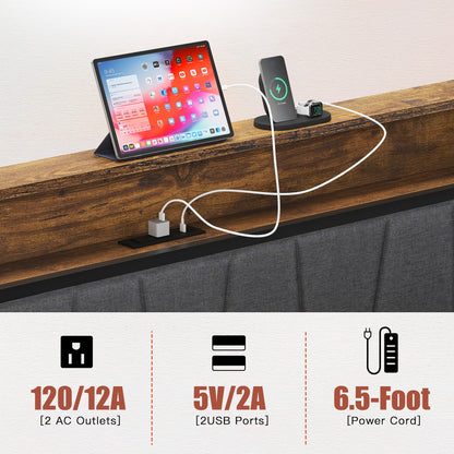 Upholstered Platform Bed Frame With Storage Drawers, USB Ports, LED Lights - The Sleep Loft - Online Mattress Showroom NYC