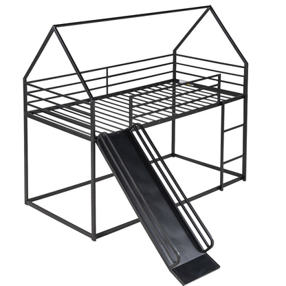 Twin Over Twin House Bunk Bed With Ladder And Slide - The Sleep Loft - Online Mattress Showroom NYC