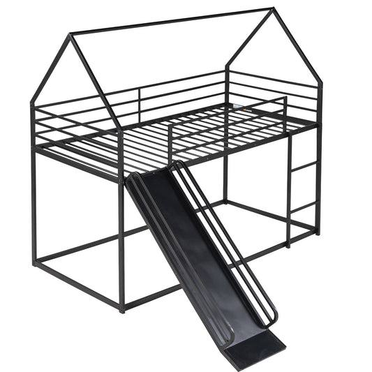 Twin Over Twin House Bunk Bed With Ladder And Slide - The Sleep Loft - Online Mattress Showroom NYC
