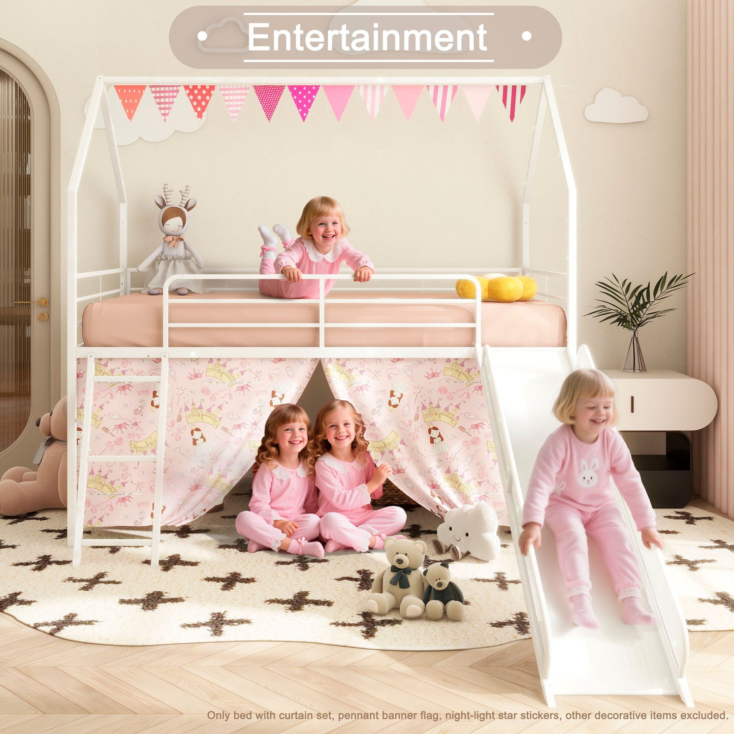 Jack - House Loft Bed With Slide And Curtain Set - The Sleep Loft - Online Mattress Showroom NYC