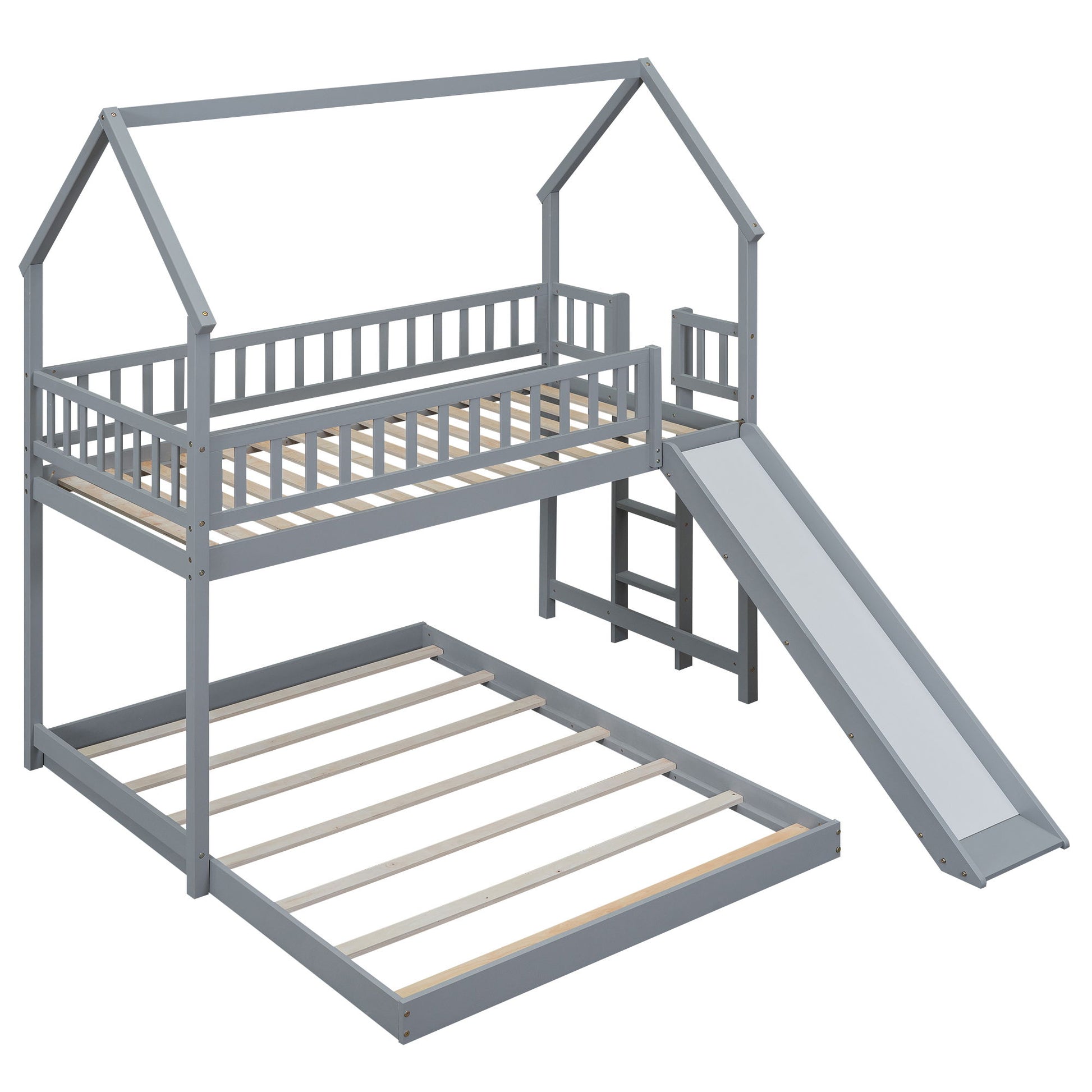 House Bunk Bed With Slide And Built In Ladder - The Sleep Loft - Online Mattress Showroom NYC