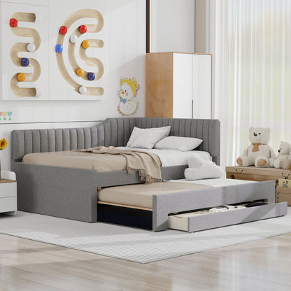 Upholstered Daybed With Trundle And 3 Drawers - The Sleep Loft - Online Mattress Showroom NYC