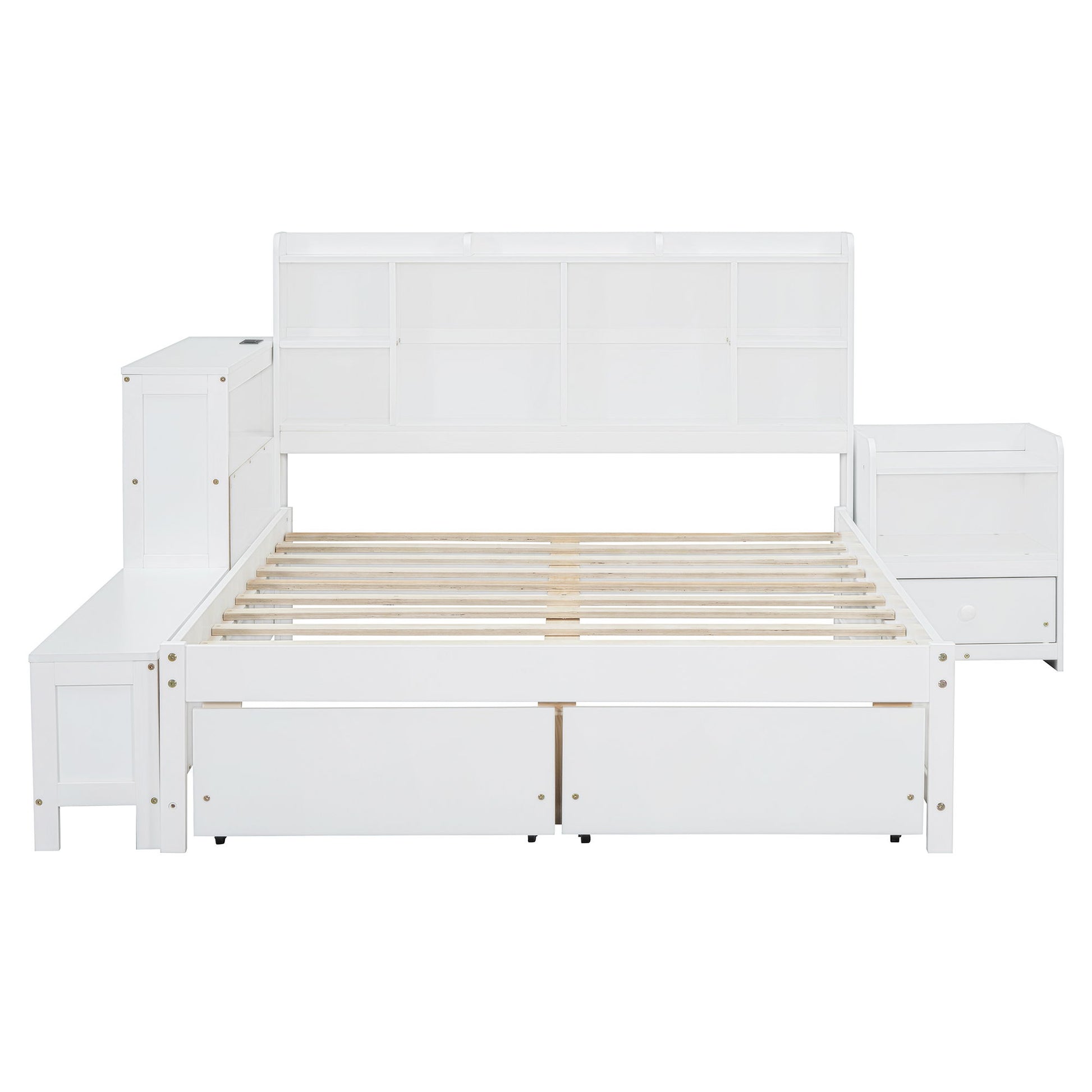 Platform Bed With Multi Functional Storage Space, Nightstand, 2 Drawers, USB Ports And Desk - The Sleep Loft - Online Mattress Showroom NYC