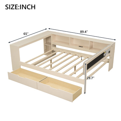Upholstered Headboard Platform Bed With Storage Shelves, Drawers, Charging Station - The Sleep Loft - Online Mattress Showroom NYC