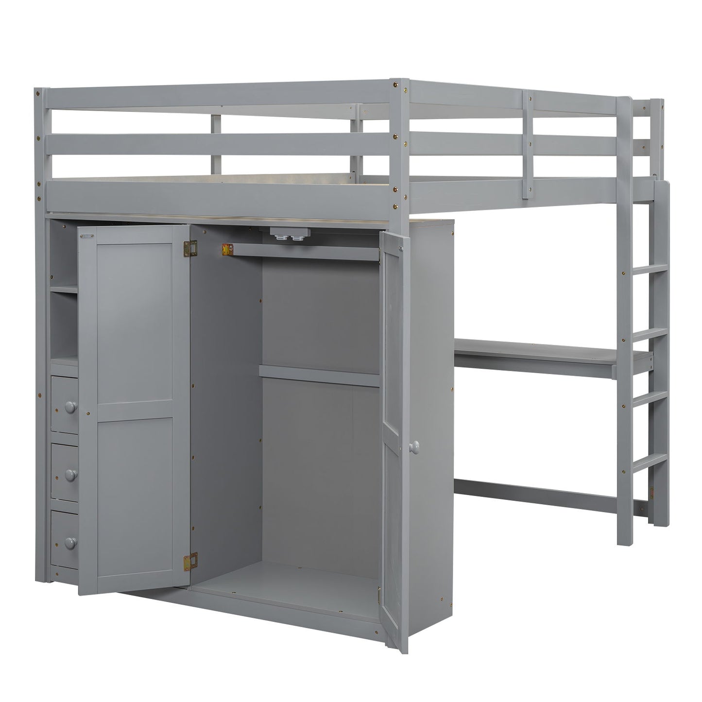 Loft Bed With Built In Wardrobe, Shelves And Drawers - The Sleep Loft - Online Mattress Showroom NYC