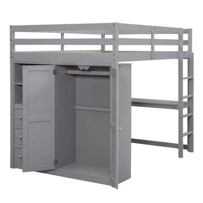 Loft Bed With Built In Wardrobe, Shelves And Drawers - The Sleep Loft - Online Mattress Showroom NYC
