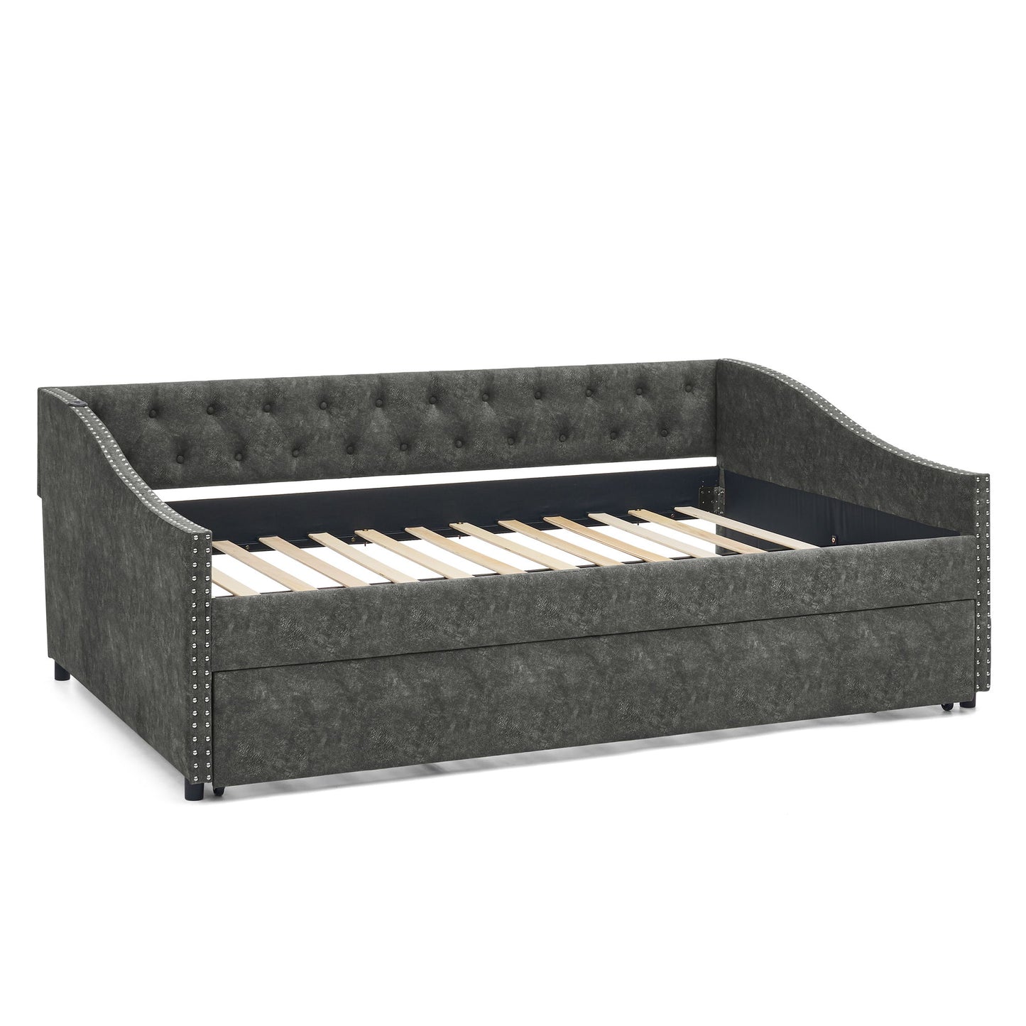 Upholstered Daybed With USB Charging & Pull Out Bed - The Sleep Loft - Online Mattress Showroom NYC