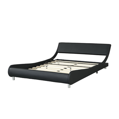 Queen Size Upholstered Platform Bed Frame With LED Lighting, Curve Design, Slat Support, No Box Spring Needed - Black - The Sleep Loft - Online Mattress Showroom NYC