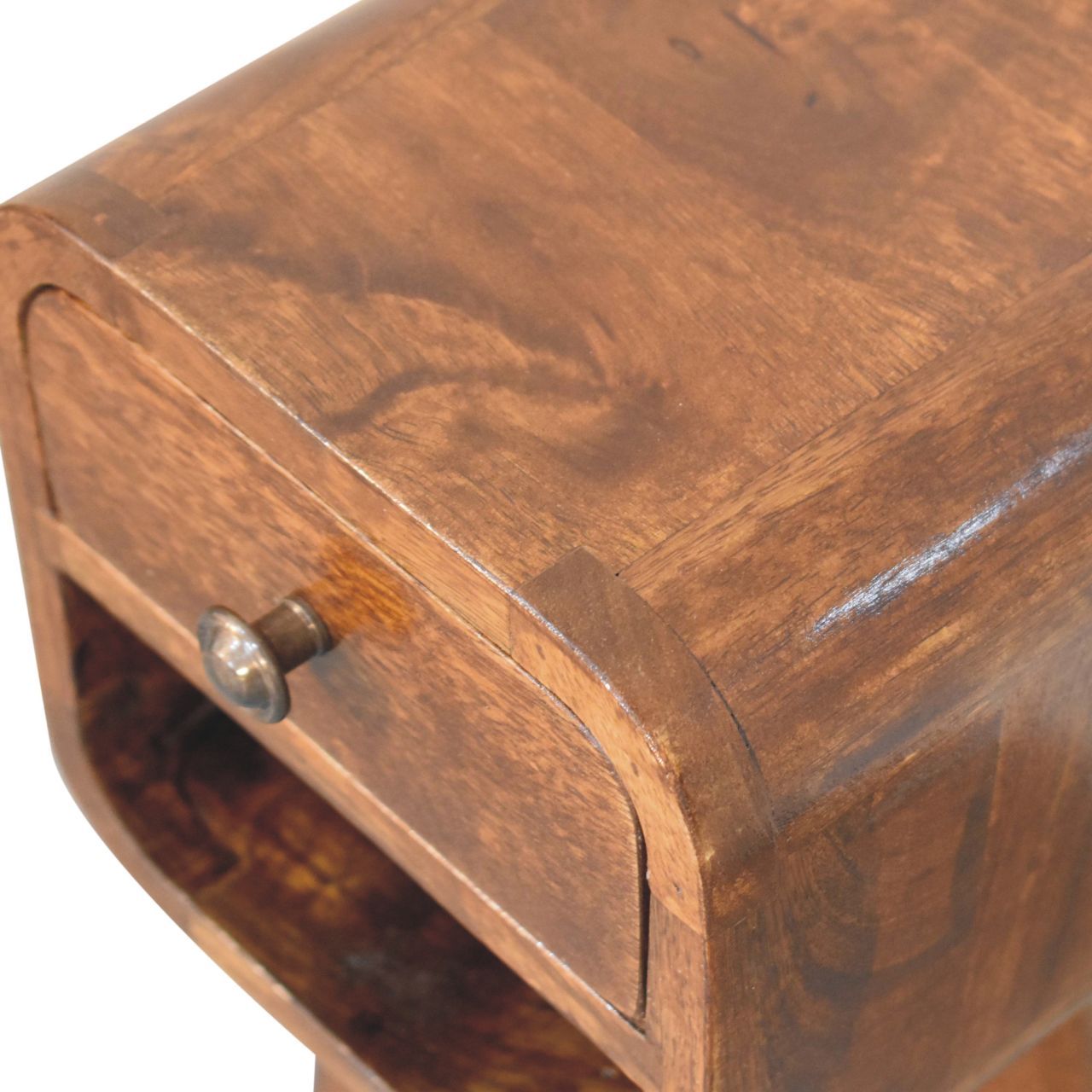 Mini California Curved Nightstand Wth Lower Slot - The Sleep Loft - Online Mattress Showroom NYC