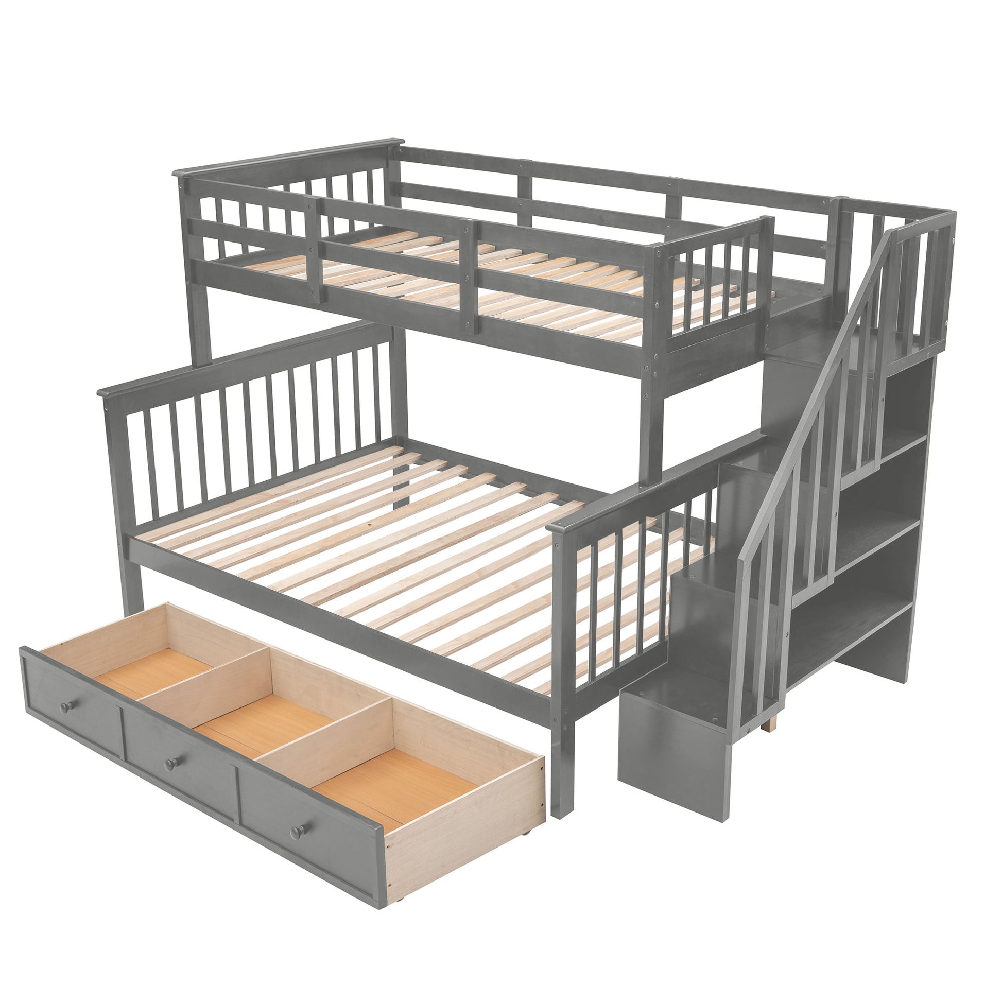 Stairway Bunk Bed With Storage And Guard Rail For Bedroom - The Sleep Loft - Online Mattress Showroom NYC
