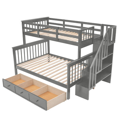 Stairway Bunk Bed With Storage And Guard Rail For Bedroom - The Sleep Loft - Online Mattress Showroom NYC