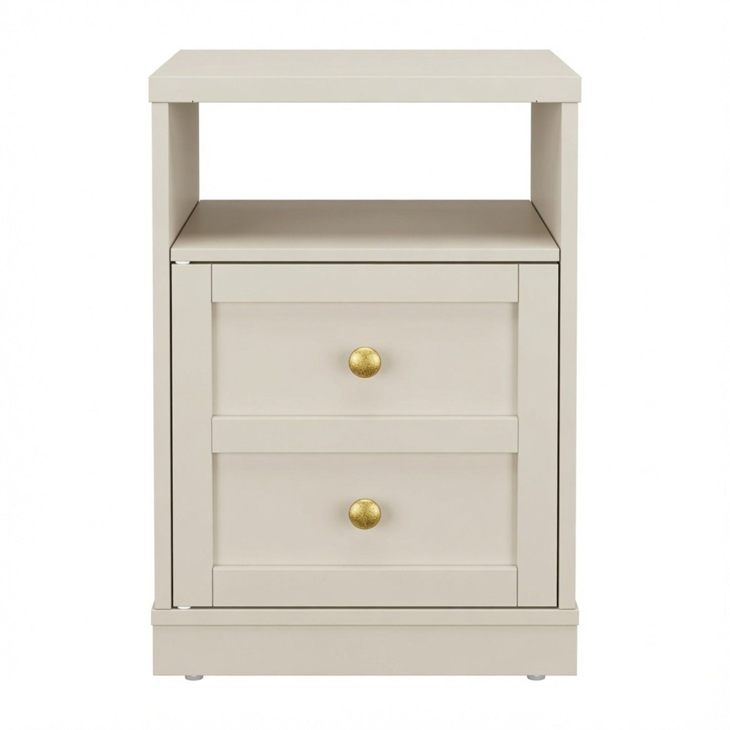 Nightstand With Door & Shelf, 2 Drawer Side Table