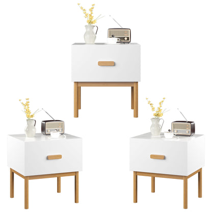 Nightstand With Drawer, Minimalist Bedside Table With Handle For Bedroom - White - The Sleep Loft - Online Mattress Showroom NYC