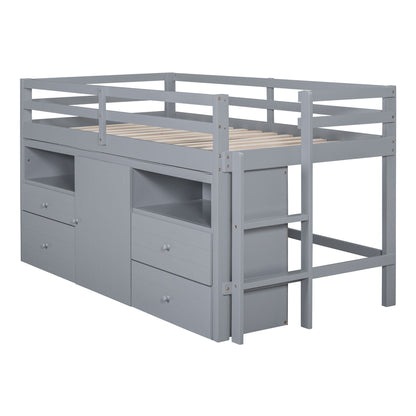 Loft Bed With 4 Drawers, Underneath Cabinet And Shelves - The Sleep Loft - Online Mattress Showroom NYC