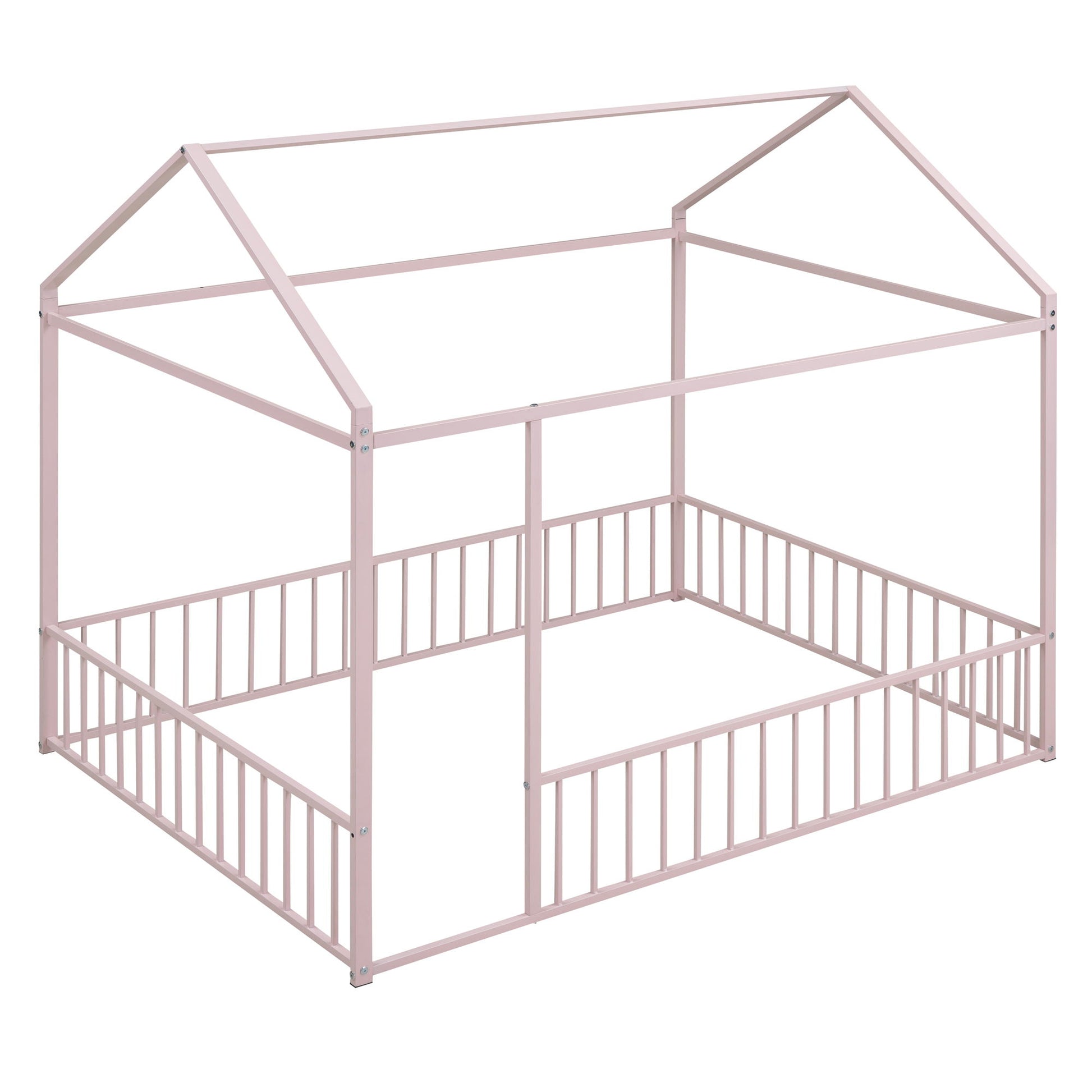 Metal Bed House Bed Frame With Fence - The Sleep Loft - Online Mattress Showroom NYC
