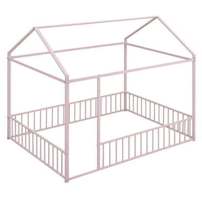 Metal Bed House Bed Frame With Fence - The Sleep Loft - Online Mattress Showroom NYC