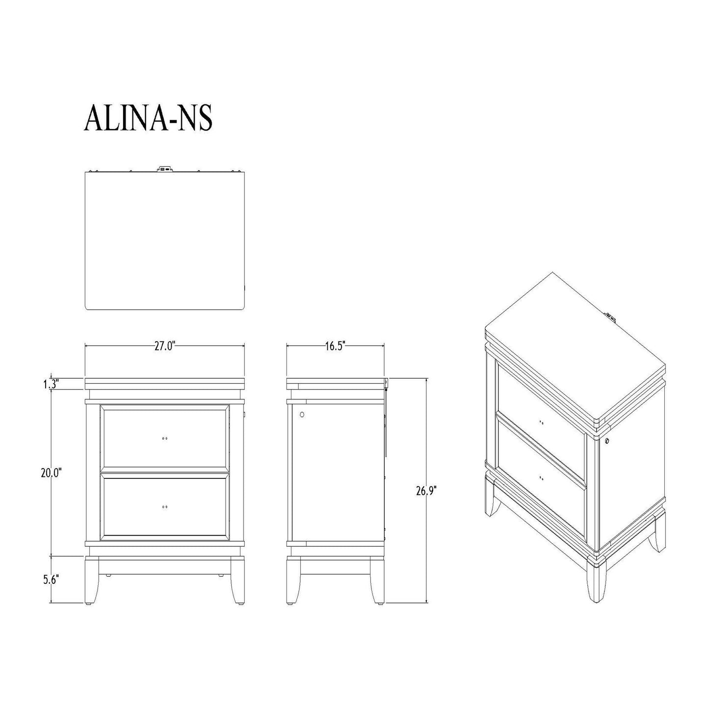 Adalid - Nightstand With Glittered Drawer Front And LED Lighting - White - The Sleep Loft - Online Mattress Showroom NYC