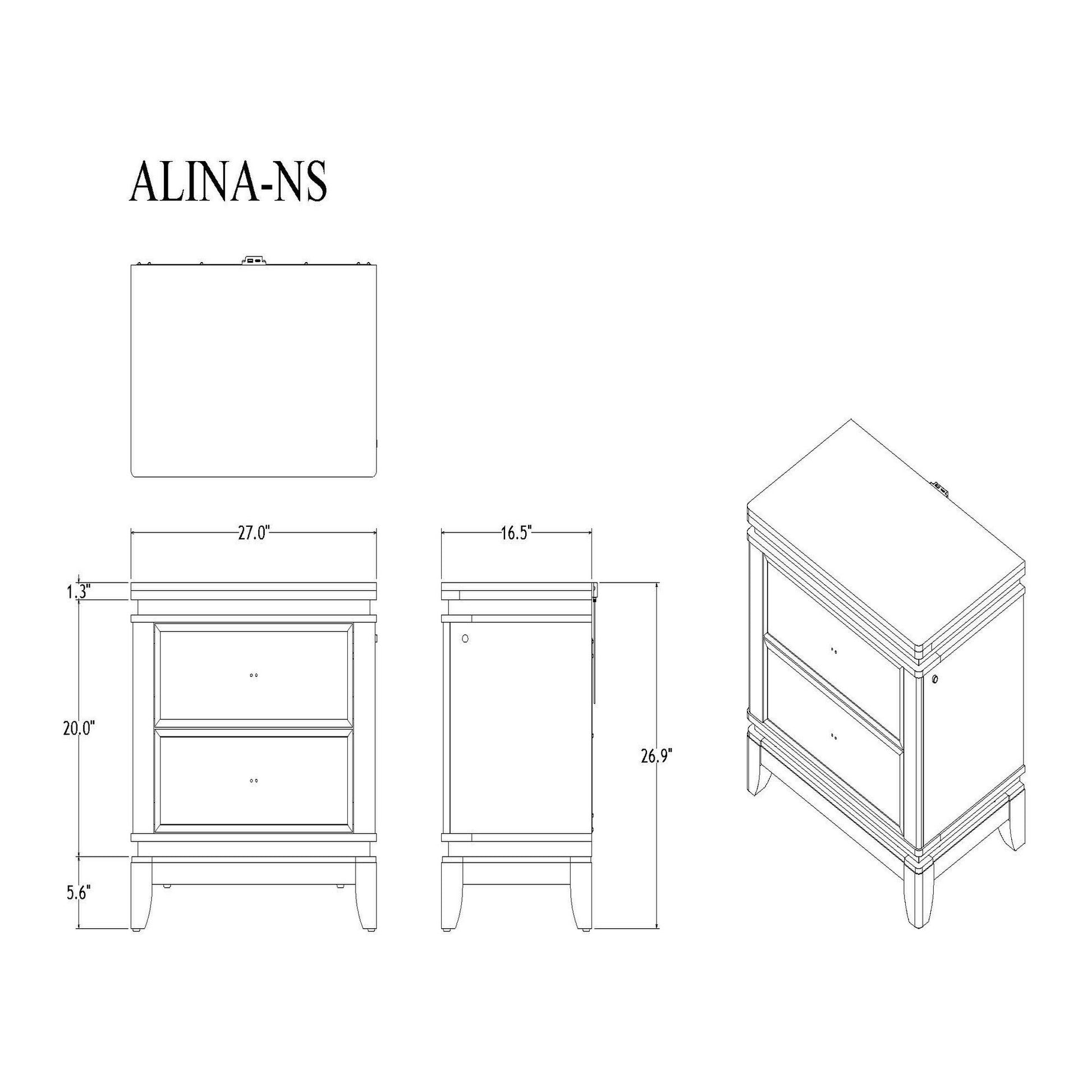 Adalid - Nightstand With Glittered Drawer Front And LED Lighting - White - The Sleep Loft - Online Mattress Showroom NYC