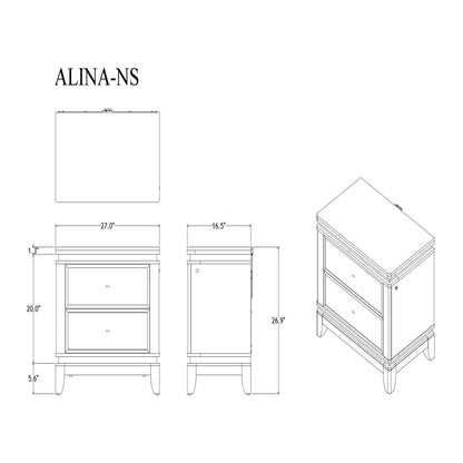 Adalid - Nightstand With Glittered Drawer Front And LED Lighting - White - The Sleep Loft - Online Mattress Showroom NYC