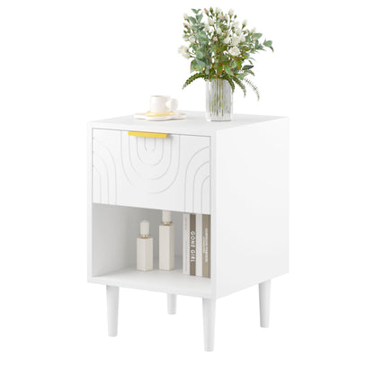 Nightstand With 1 Drawer And Open Shelf - White - The Sleep Loft - Online Mattress Showroom NYC