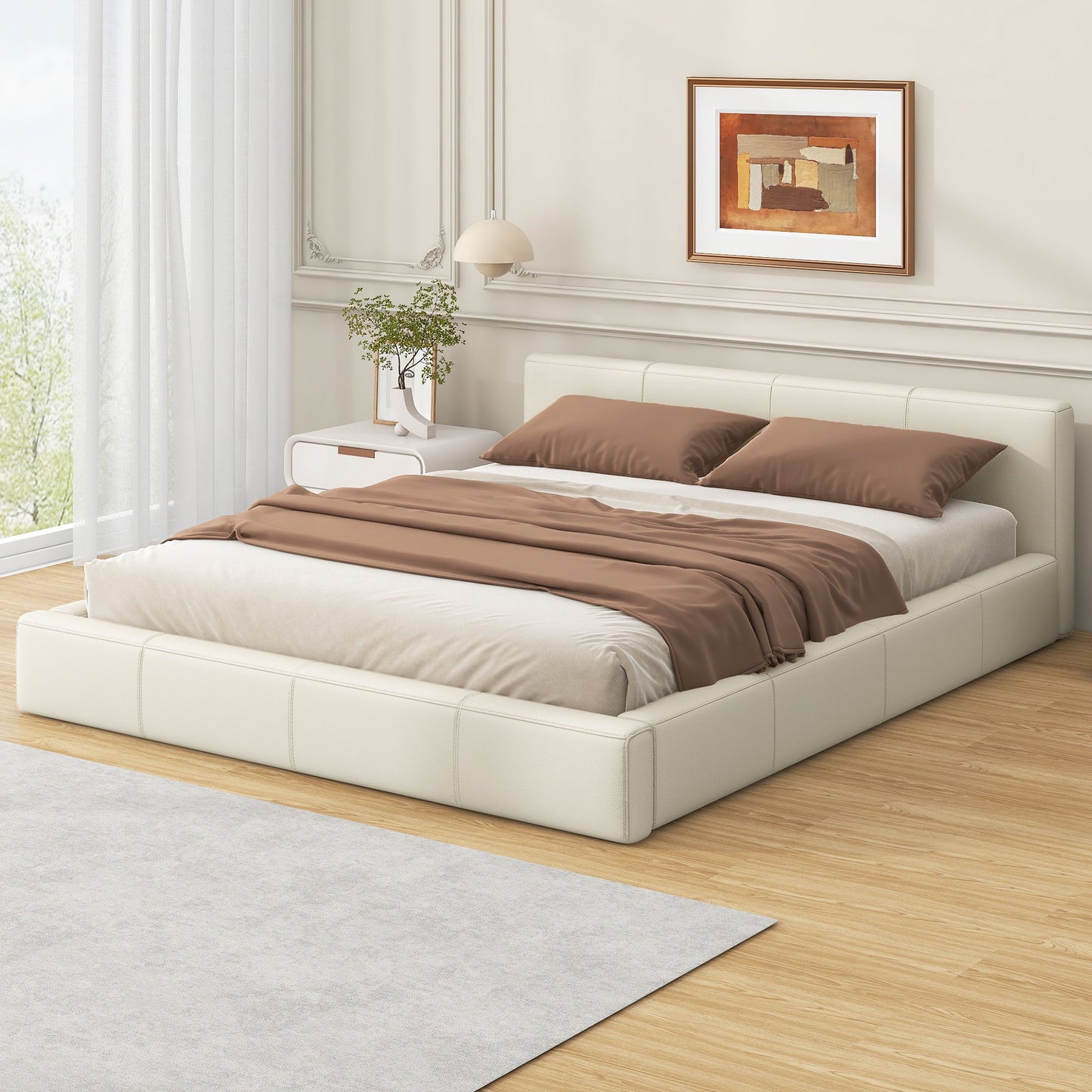 Stylish Upholstered Bed With Birch Wood Frame - The Sleep Loft - Online Mattress Showroom NYC