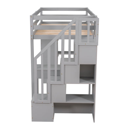 Loft Bed With Storage Drawers, Desk And Stairs With Shelves - The Sleep Loft - Online Mattress Showroom NYC