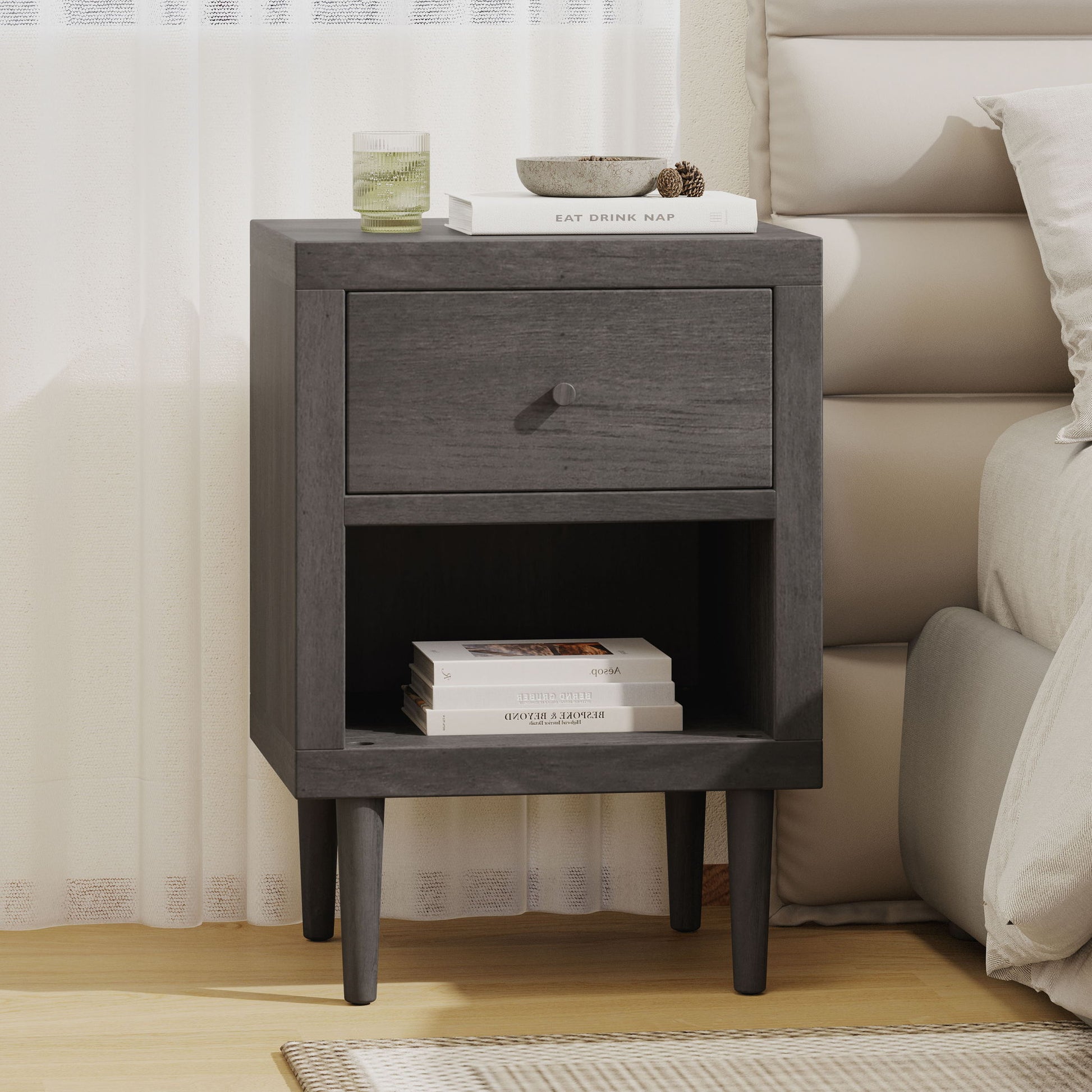 Nystrom - Single Drawer Nightstand - The Sleep Loft - Online Mattress Showroom NYC