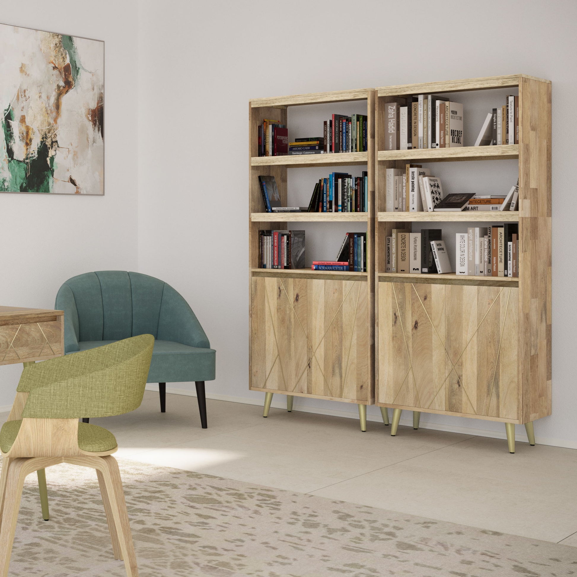 Jager - Bookshelf With Doors - Natural - The Sleep Loft - Online Mattress Showroom NYC