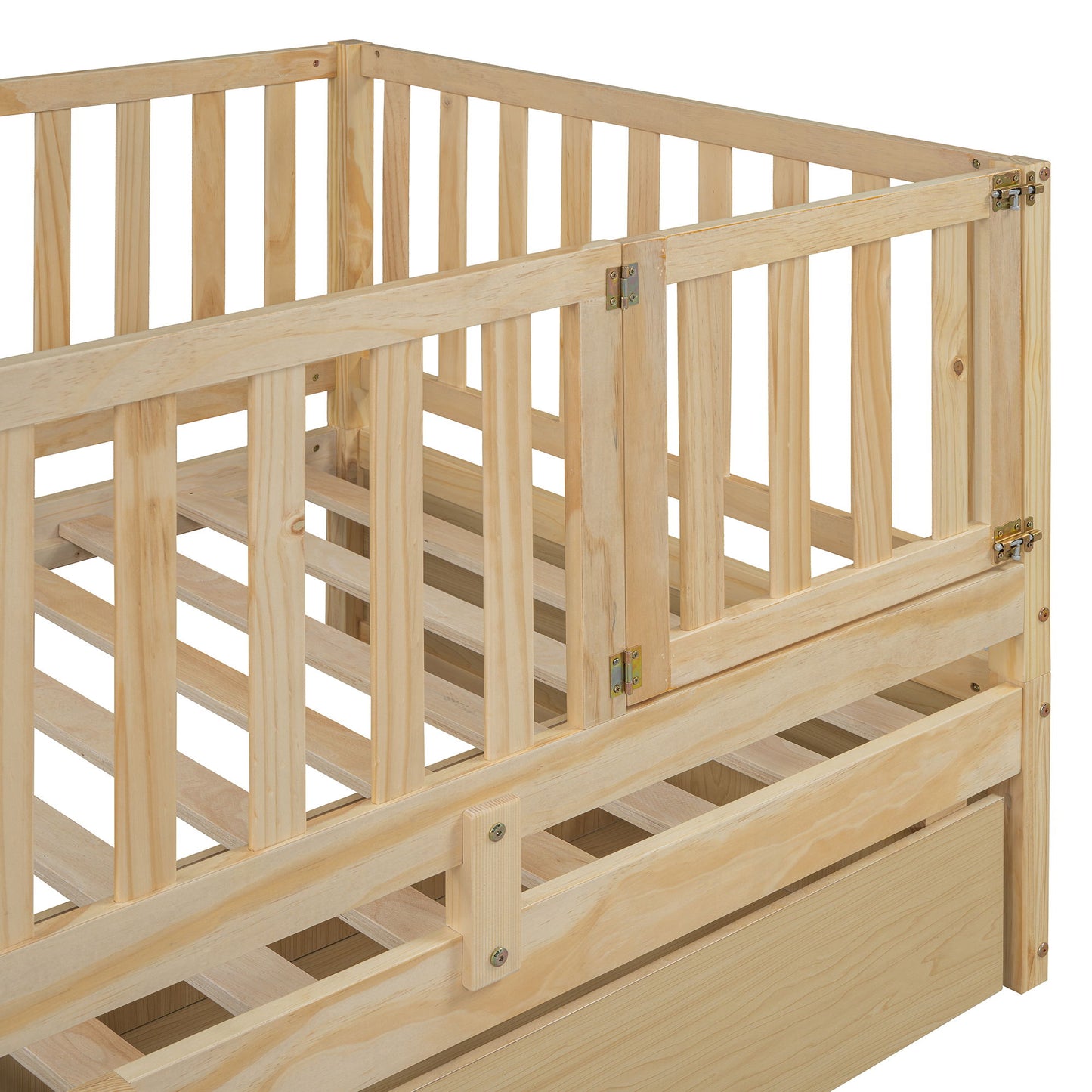 Daybed With Fence Guardrails And 2 Drawers, Split Into Independent Floor Bed & Daybed - The Sleep Loft - Online Mattress Showroom NYC