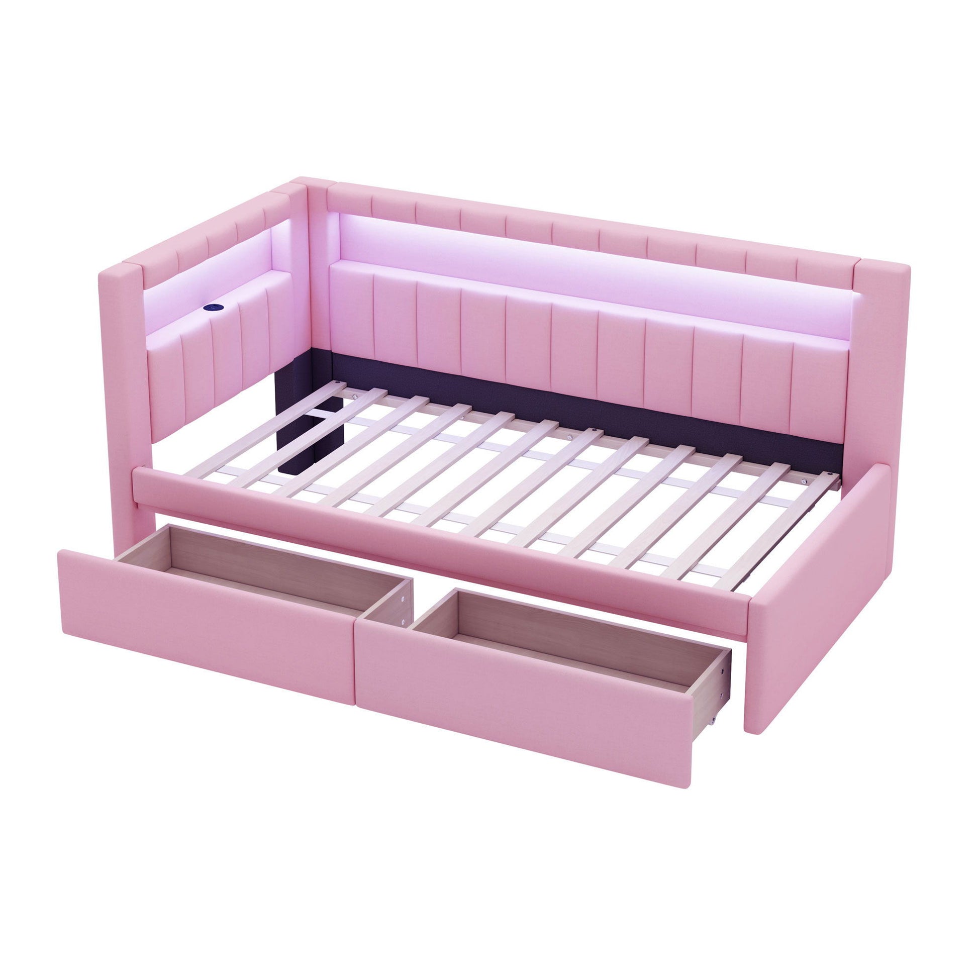 Upholstered Platform Bed With USB Ports And LED Belt - The Sleep Loft - Online Mattress Showroom NYC