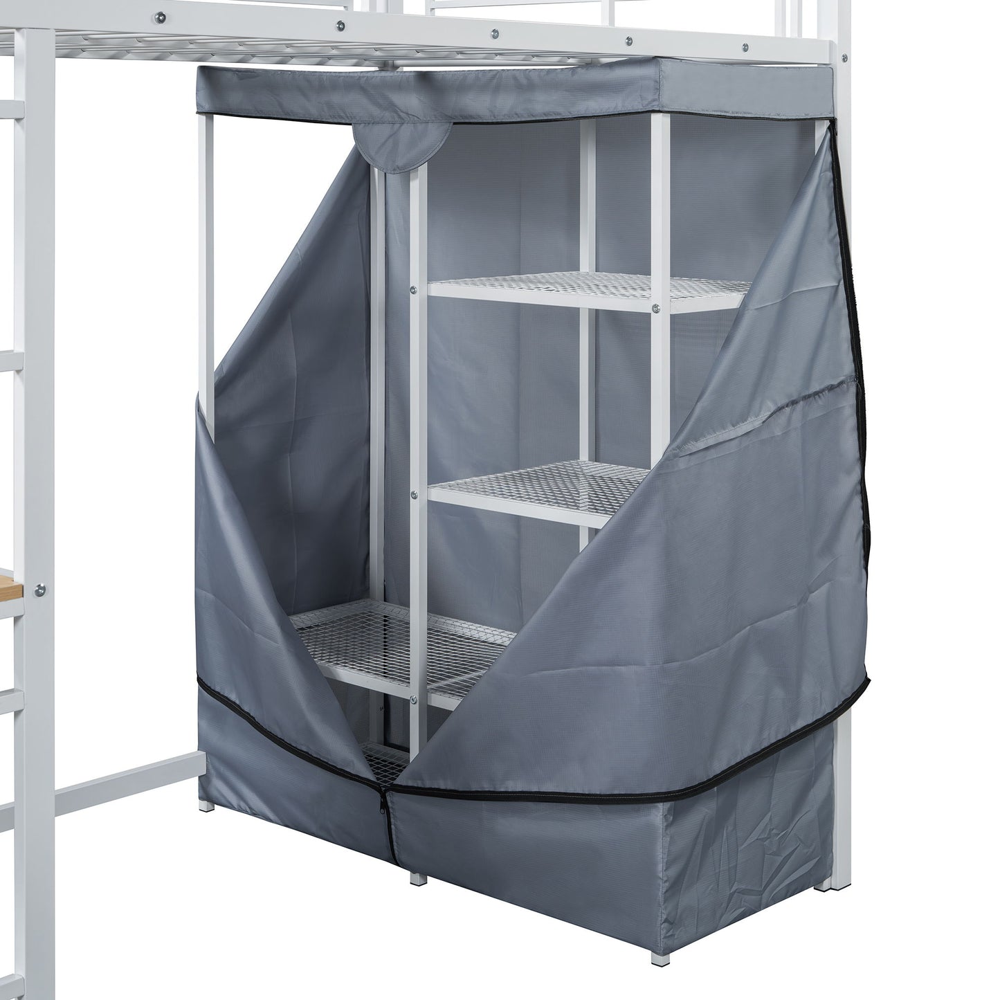 Loft Bed With Desk, Shelves, Power Outlet, LED Light And Wardrobe - The Sleep Loft - Online Mattress Showroom NYC