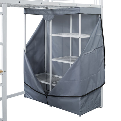 Loft Bed With Desk, Shelves, Power Outlet, LED Light And Wardrobe - The Sleep Loft - Online Mattress Showroom NYC