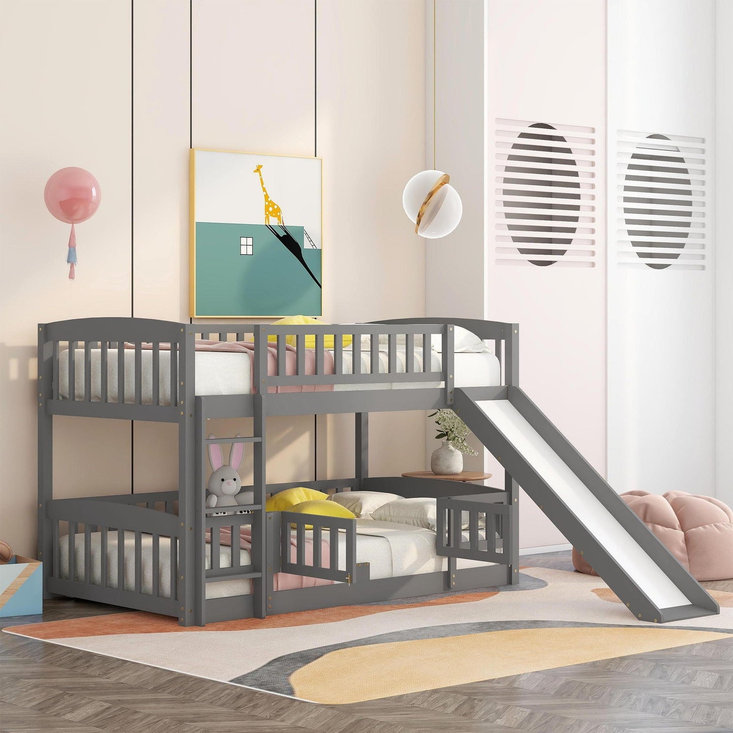 Low Bunk Bed With Slide, Fence And Ladder - The Sleep Loft - Online Mattress Showroom NYC