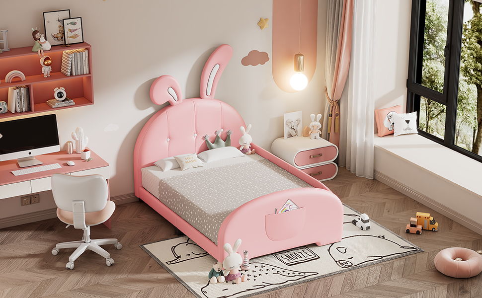 Upholstered Rabbit-Shape Princess Bed With Headboard And Footboard - The Sleep Loft - Online Mattress Showroom NYC