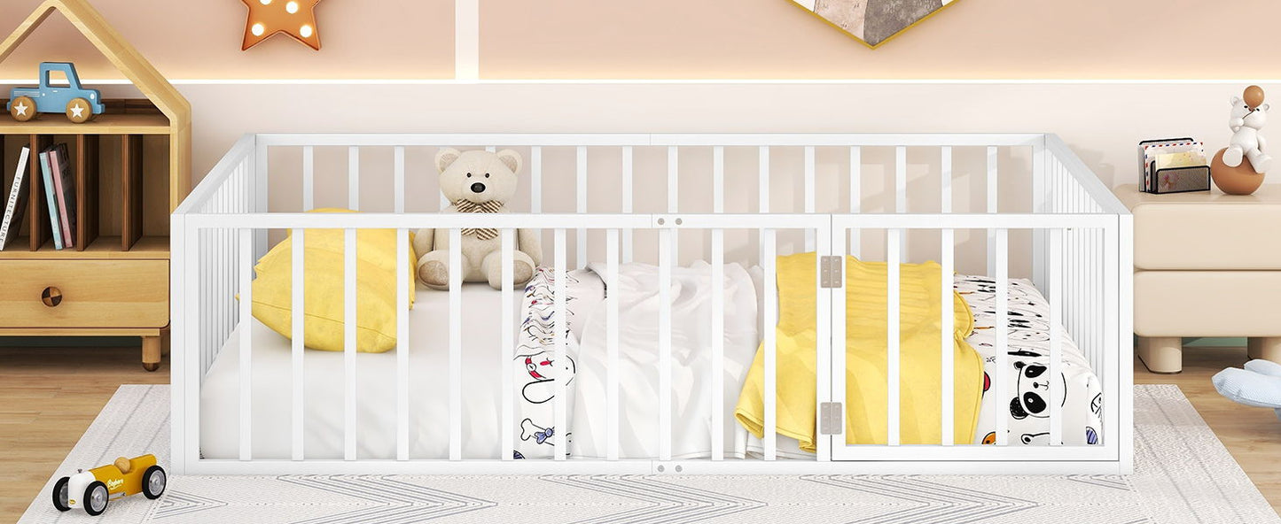 Metal Floor Bed Frame With Fence And Door - The Sleep Loft - Online Mattress Showroom NYC