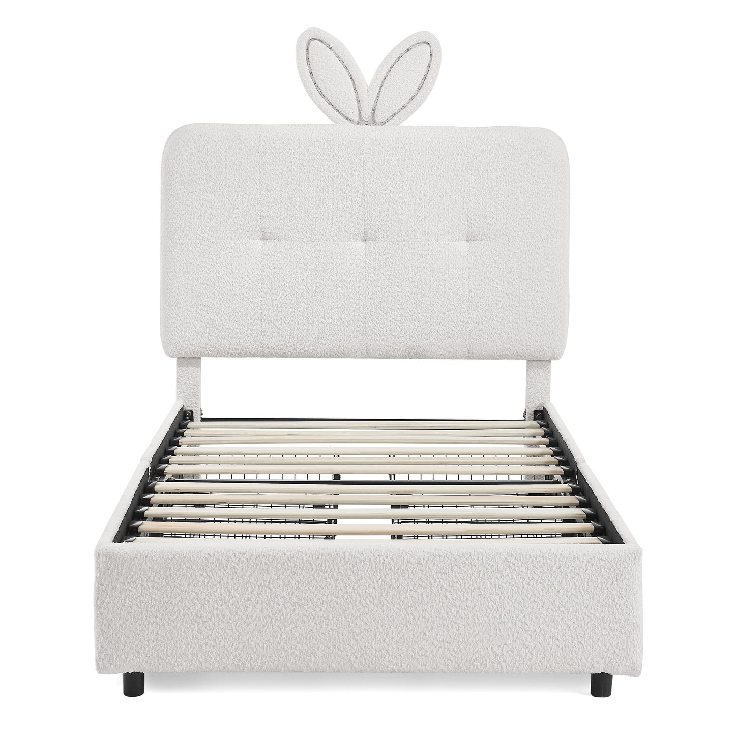 Upholstered Bed With Oversized Rabbit Ear Headboard, LED Lights & 4 Storage Drawers - The Sleep Loft - Online Mattress Showroom NYC