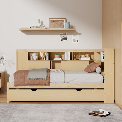 Daybed With Storage Shelves, USB Charging, And Trundle Bed - The Sleep Loft - Online Mattress Showroom NYC