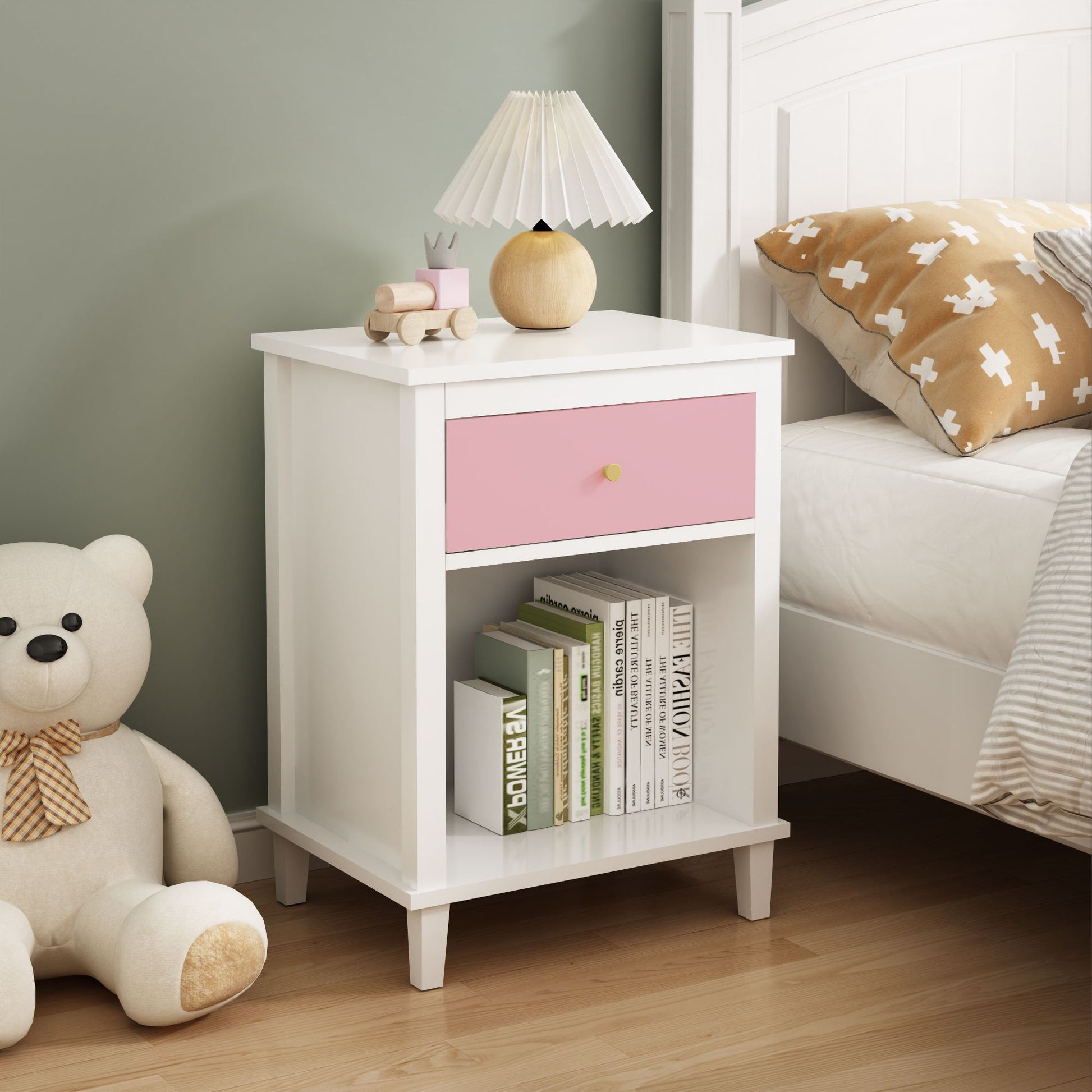 Nightstand With 1 Drawer 1 Shelf - The Sleep Loft - Online Mattress Showroom NYC
