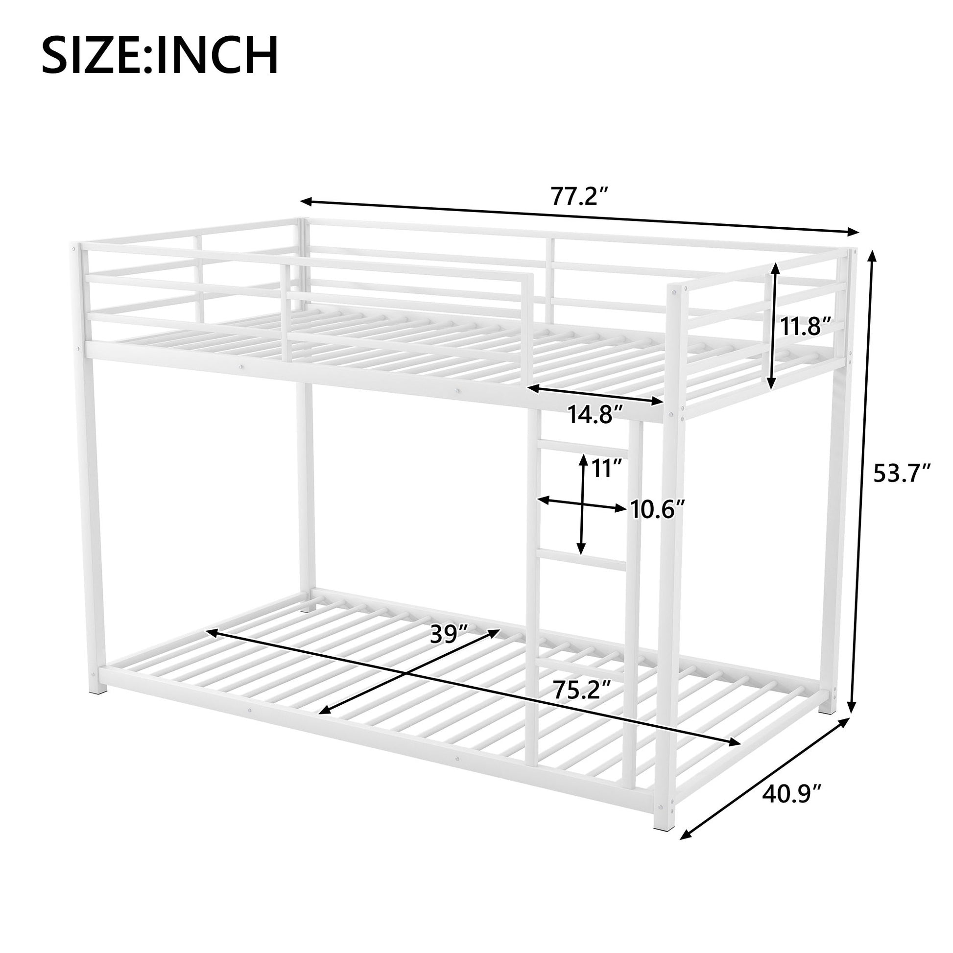 Metal Bunk Bed, Low Bunk Bed With Ladder - The Sleep Loft - Online Mattress Showroom NYC