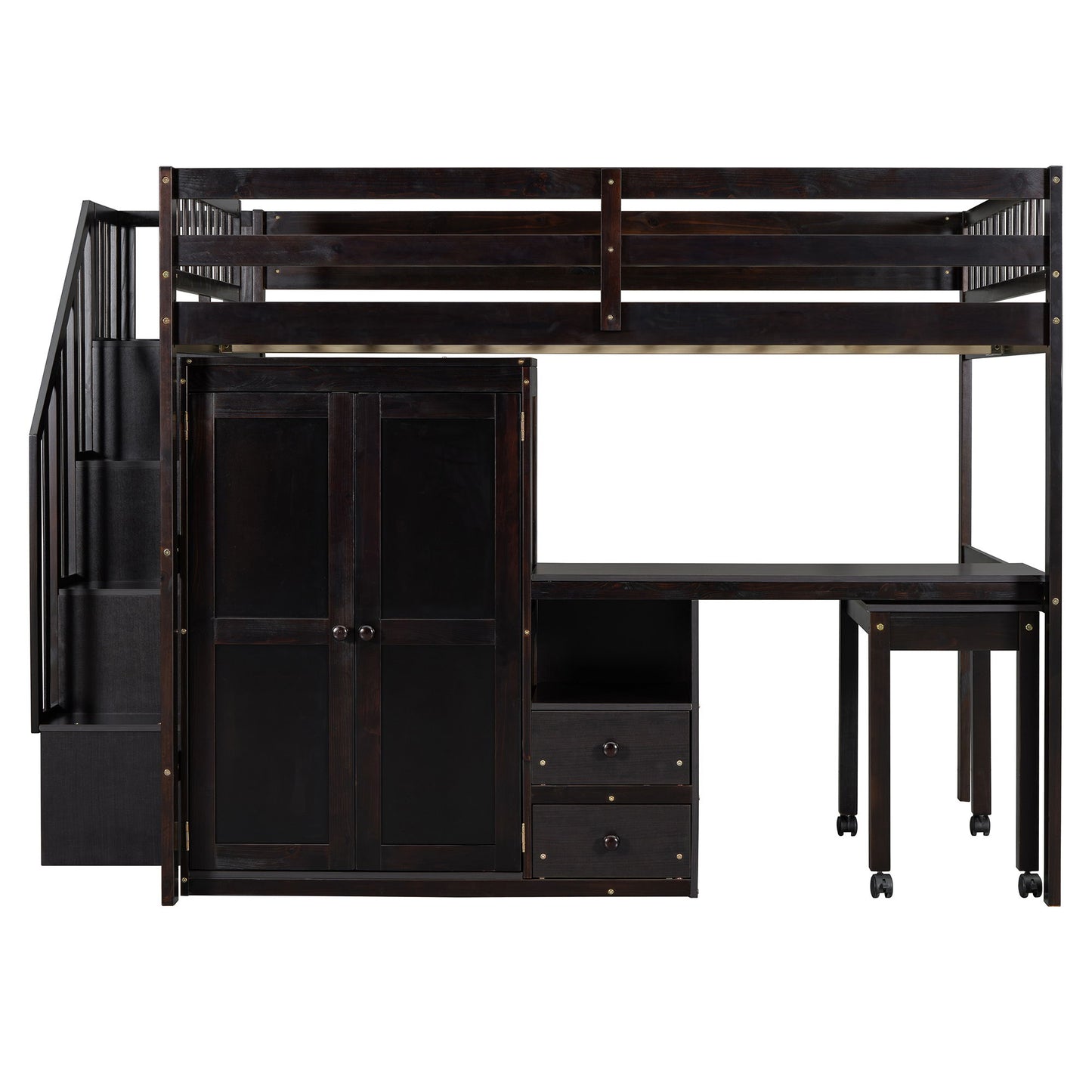Loft Bed With Stairs, Bookshelf, Drawers, Desk & Wardrobe, Space Saving Multifunctional Furniture - The Sleep Loft - Online Mattress Showroom NYC