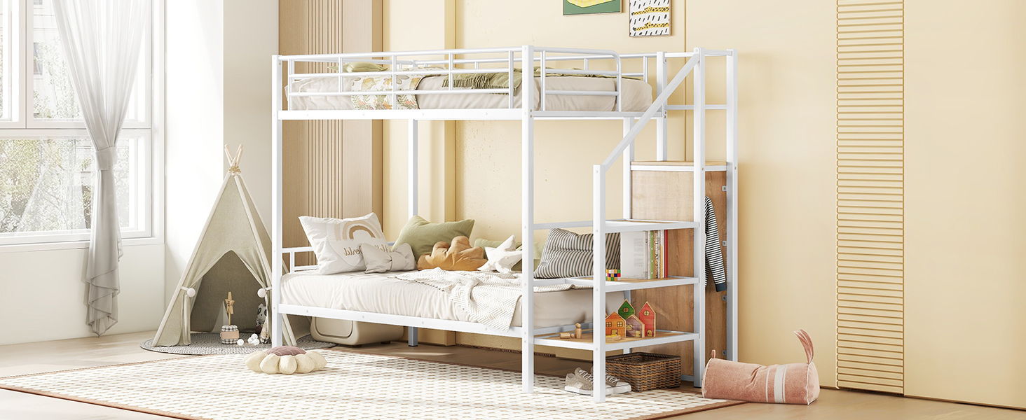 Bunk Bed With Lateral Storage Ladder And Wardrobe - The Sleep Loft - Online Mattress Showroom NYC
