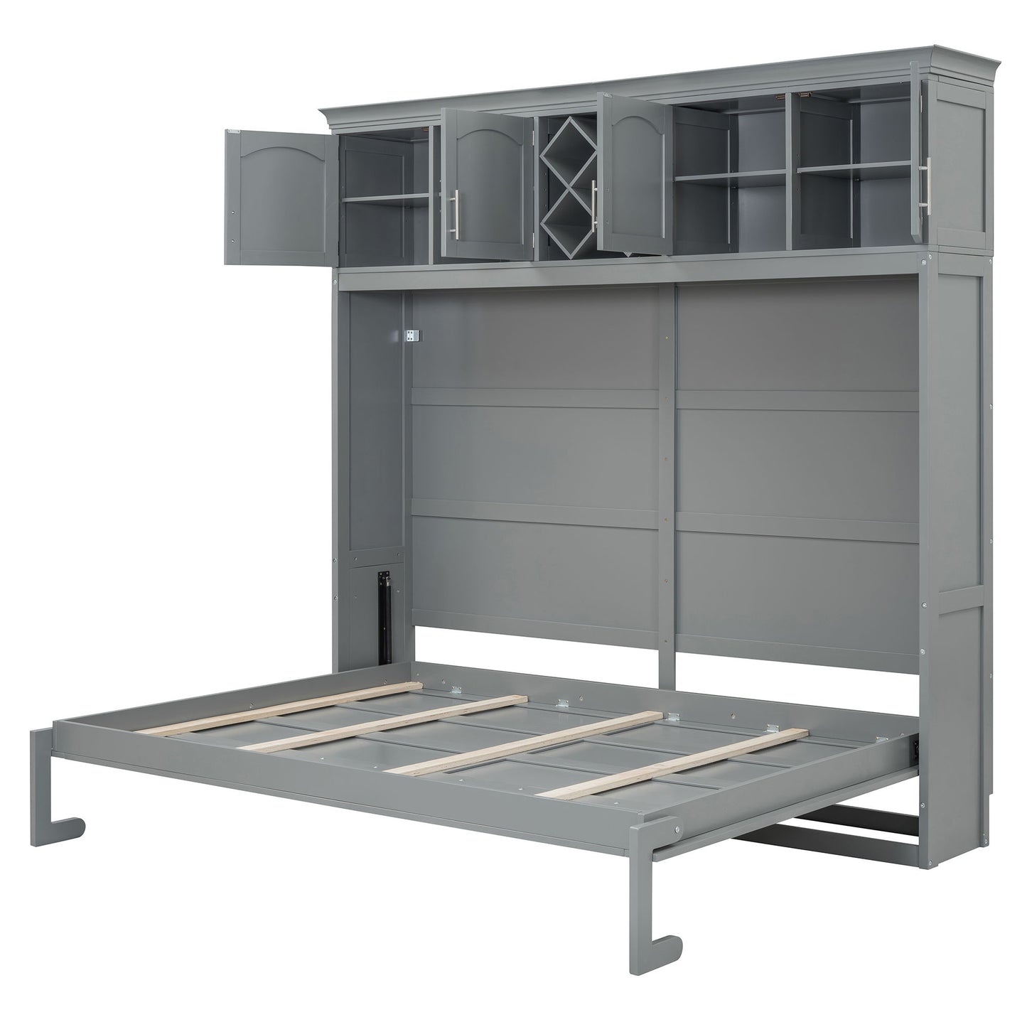 Murphy Wall Bed With Top Cabinets & Wine Rack - The Sleep Loft - Online Mattress Showroom NYC