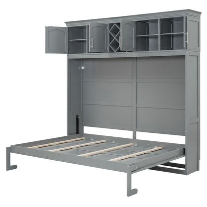 Murphy Wall Bed With Top Cabinets & Wine Rack - The Sleep Loft - Online Mattress Showroom NYC