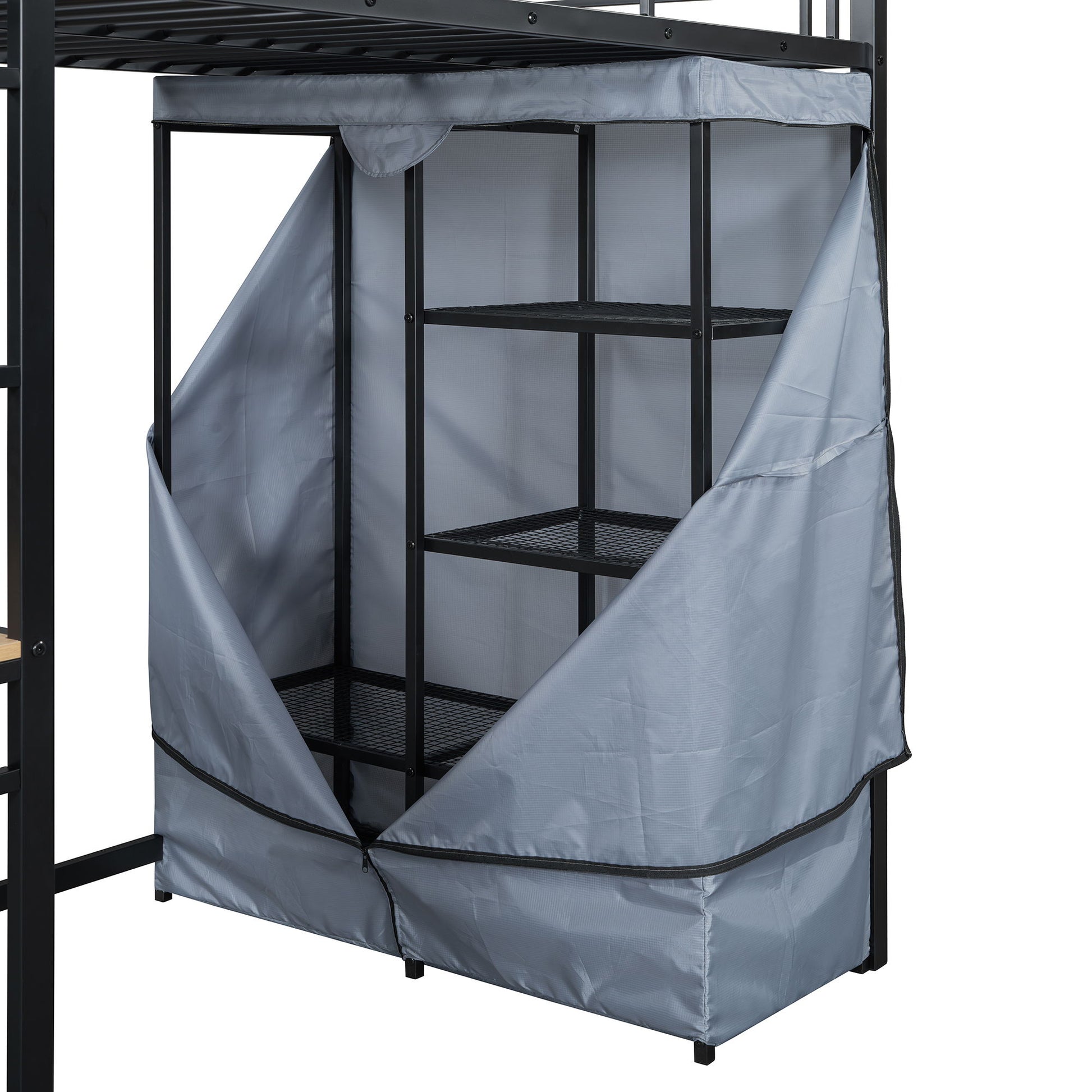 Loft Bed With Desk, Shelves, Power Outlet, LED Light And Wardrobe - The Sleep Loft - Online Mattress Showroom NYC