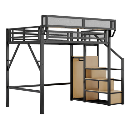 Loft Bed With Stairs, Storage Shelves, Wardrobe - The Sleep Loft - Online Mattress Showroom NYC