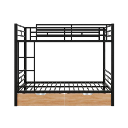 Full Size Convertible Bunk Bed With 2 Drawers Durable - Black - The Sleep Loft - Online Mattress Showroom NYC